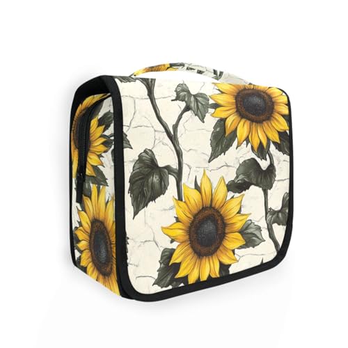 Stylravel Kulturbeutel mit Aufhängehaken, Motiv: Sonnenblumen-Ödland, Unisex, für Herren, Camping von KLL