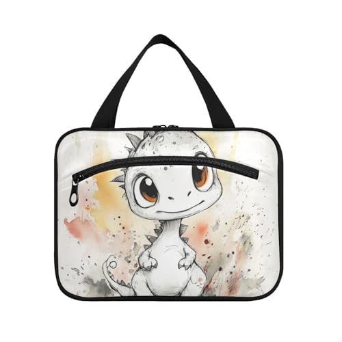 Süße Cartoon-Dinosaurier-Hängetaschen für Damen, Kulturbeutel mit Haken, Designer-Essential-Taschen mit Reißverschluss für Reisen, Toilettenzubehör, Viajero para Mujer L von KLL