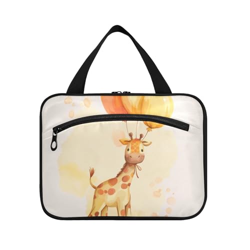 Süße Cartoon-Giraffe hält Luftballons zum Aufhängen, Reise-Kulturbeutel mit Haken, Designer-Medizin-Tasche für wichtige Dinge für Frauen, Urlaub, Bolsas para maquillaje de Mujer L von KLL