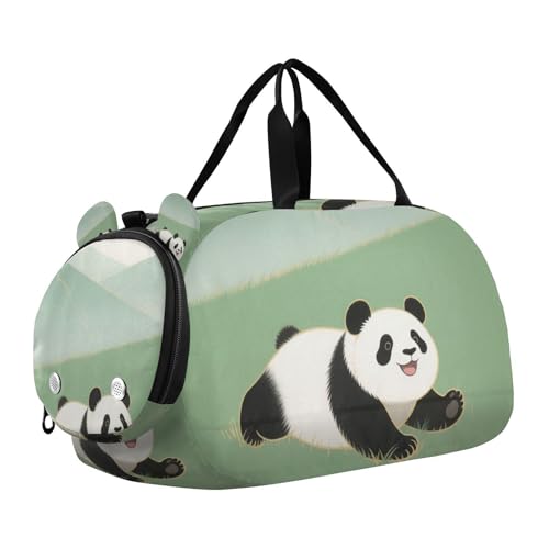 Süße Cartoon-Panda-Sporttasche für Mädchen, mit Schuhfach, leicht, persönliche Gegenstände, Reisetasche für Schule, Sport, Reisen von KLL