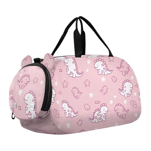 Süße Doodle Dinosaurier Blush Seesack mit Schuhfach, leichte Kinder-Reisetasche für Reisen, Schwimmen, Tanzen, Ballett von KLL