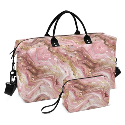 Swirling Rose Gold Marmor Muster Dekorative Große Handgepäcktasche Sporttasche Turnbeutel mit verstellbarem Riemen für Sport Multifunktional maletín de para Mujer von KLL