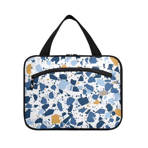 Terrazzo Pattern Glory Blue hängende Reise-Kulturbeutel für Herren mit Haken, Designer-Tasche für Toilettenartikel für Reisen, Muss Arbeit, Bolsa de maquillaje para Mujer L von KLL