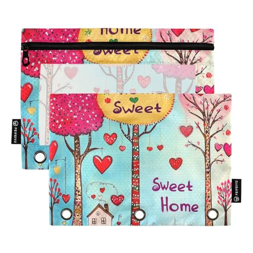 Valentines Day Tree Home Sweet Binder Pocket Fabric Pencil Case for Folder 3 Rings with 3 Holes for Examination Office Organizer Valentines Day Tree Home Sweet Binder Pocket Fabric Pencil Case for Folder 3 Rings with 3 Holes for Examination Office Organizer von KLL