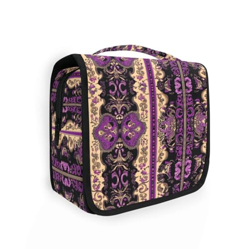 Vintage Blumenmuster Schwarz und Lila Taschen für Frauen mit Aufhängehaken Mode gesteppt Make-up Tasche Kreuzfahrten Vintage Blumenmuster Schwarz und Lila Taschen für Frauen mit Aufhängehaken Mode gesteppt Make-up Tasche Kreuzfahrten von KLL