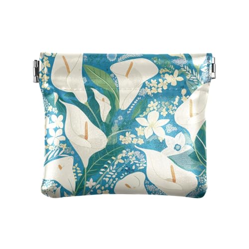 Vintage Calla Lilie Blumen Weiß Blau Grün PU Leder Kleingeldbörse Einzigartiger Schmuck-Organizer für Frauen Vintage Calla Lilie Blumen Weiß Blau Grün PU Leder Kleingeldbörse Einzigartiger Schmuck-Organizer für Frauen von KLL