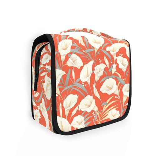 Vintage Calla Lily Coral Orange Chic Taschen für Reisen Frauen mit Haken zum Aufhängen Unisex Kulturtasche Hängende Toilette Vintage Calla Lily Coral Orange Chic Taschen für Reisen Frauen mit Haken zum Aufhängen Unisex Kulturtasche Hängende Toilette von KLL