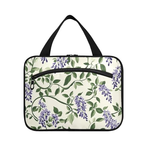 Vintage-Glyzinien-Blume, Retro-Make-up-Reiseetui zum Aufhängen, mit Haken, Designer-Taschen für Herren, Reisen, Bolsas de Maquillaje para Mujer L von KLL