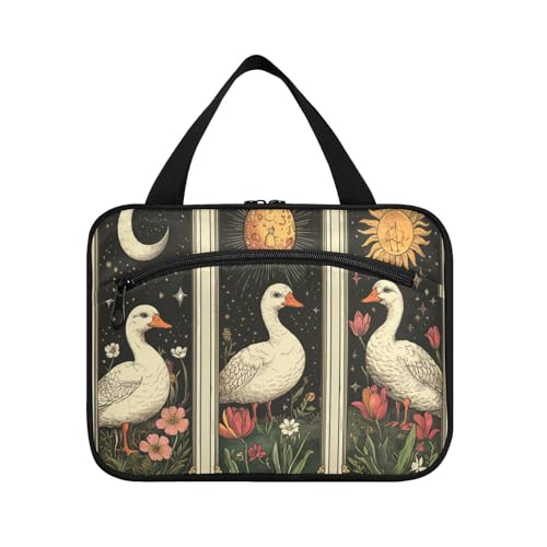 Vintage Osterente Tarotkarten hängende Herren Kulturbeutel Reisetasche mit Haken, Designer waschbar hängende Kulturbeutel für Accessoires für Frauen Rucksackreisen Maletín para maquillaje L von KLL