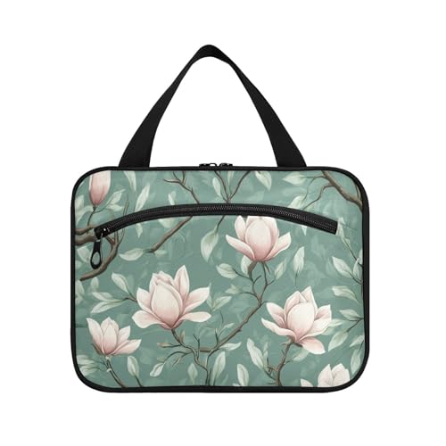 Vintege Kulturbeutel zum Aufhängen, Motiv: rosa Magnolien-Blumen, für Herren, mit Haken, Designer-Make-up-Taschen für Reisen, Muss für Toiletten, Bolsas para maquillaje L von KLL