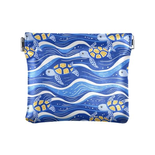 Wave Turtle Vector Damen Leder Münzgeldbörsen Beutel Wasserdicht Mini Kleingeld Geldbörse Münzfach für Frauen Jungen Mädchen von KLL