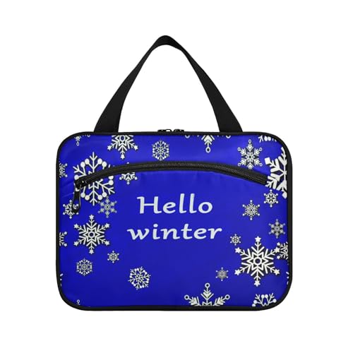 Weihnachts-Winter-Schneeflocken-Hänge-Set für Herren mit Haken, niedliche Designer-Snack-Tasche für Reisen, Make-up, Arbeit, Bolsas para maquillaje de Mujer L von KLL