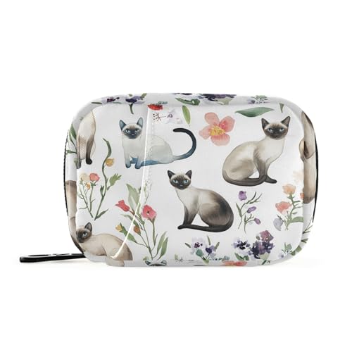 Weiße Medizintasche mit herausnehmbaren Fächern für siamesische Katzen mit wiederverwendbarem Handtaschen-Organizer von KLL