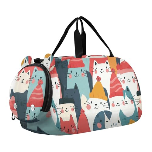 Wintermütze Katze Merry Christmas Jungen Gym Duffel Bag mit Schuhfach Multifunktionale Sport Übernachtung Reisetasche für Reisen, Sport, Fitness & Workout Wintermütze Katze Merry Christmas Jungen Gym Duffel Bag mit Schuhfach Multifunktionale Sport Übernachtung Reisetasche für Reisen, Sport, Fitness & Workout von KLL