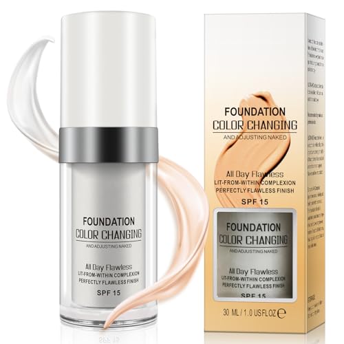 Colour-Changing Liquid Foundation, Concealer Cover for Aging Skin, SPF 15 Full Day Flawless farbwechselnde foundation Make-Up, Conceals Wrinkles and Lines, Moisturising Long Lasting Cream (1pc, 30ml) von KLLALO