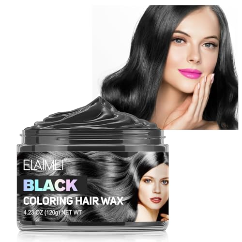 Hair Colour Wachs, Temporäres Haarwachs, Farbgel für Damen und Herren, waschbar, temporäre Frisur, natürliche matte Frisur für Halloween Party (#05-Schwarz) von KLLALO