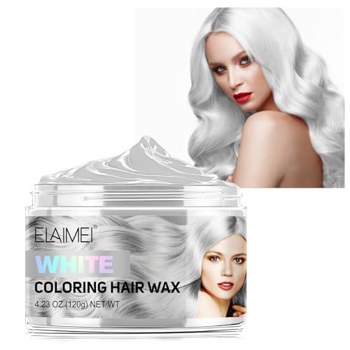 Hair Colour Wachs, Temporäres Haarwachs, Farbgel für Damen und Herren, waschbar, temporäre Frisur, natürliche matte Frisur für Halloween Party (#07-Weiß) von KLLALO