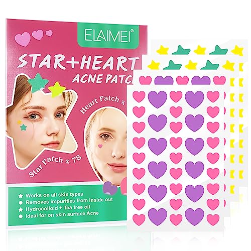 Hydrokolloid Akne Pimple Patch - 156 Stars Pickel patch, Pickelpflaster with Tea Tree Oil Extract, Spot Patch, Acne Patches, Skin Plaster Treatment, Facial Spots Dots, Makelfleck, Hautbehandlung von KLLALO