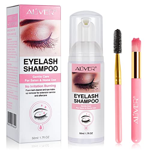 Shampoo für Wimpernverlängerung Lash Shampoo Reinigung mit Bürste Make-up Entferner Reiniger zum Entfernen von Make-up-Rückständen (#1-Rosa) von KLLALO