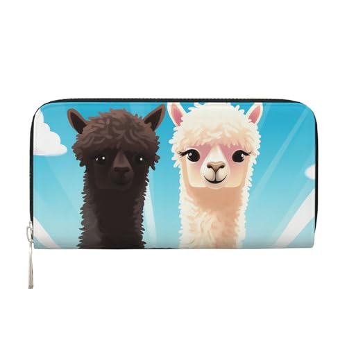 Alpaka-Ledergeldbörse für Damen und Mädchen, mit Reißverschluss, Kreditkartenhalter, lang, PU, Clutch, Geldbörse, wasserdicht, Reisehandtasche von KLLTYHMU