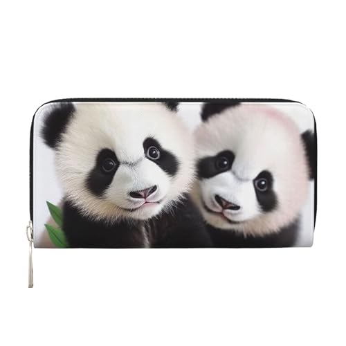 Baby Pandas Ledergeldbörse für Damen und Mädchen, mit Reißverschluss, Kreditkartenhalter, lang, PU, Clutch, Geldbörse, wasserdicht, Reisehandtasche von KLLTYHMU