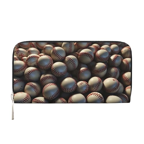 Baseball-Ledergeldbörse für Damen und Mädchen, mit Reißverschluss, Kreditkartenhalter, lang, PU, Clutch, Geldbörse, wasserdicht, Reisehandtasche von KLLTYHMU
