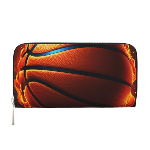 Basketball-Ledergeldbörse für Damen und Mädchen, mit Reißverschluss, Kreditkartenhalter, lang, PU, Clutch, Geldbörse, wasserdicht, Reisehandtasche Basketball-Ledergeldbörse für Damen und Mädchen, mit Reißverschluss, Kreditkartenhalter, lang, PU, Clutch, Geldbörse, wasserdicht, Reisehandtasche von KLLTYHMU