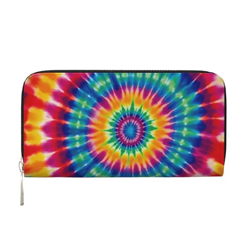 Batik-Muster, Ledergeldbörse für Damen und Mädchen, mit Reißverschluss, Kreditkartenhalter, lang, PU, Clutch, Geldbörse, wasserdicht, Reisehandtasche von KLLTYHMU