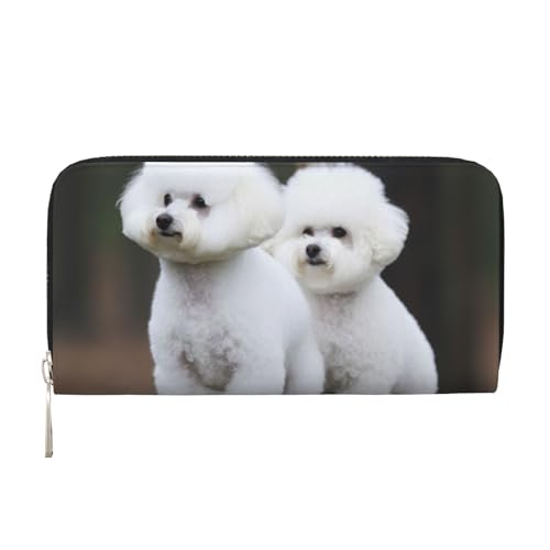 Bichon Frisé-Ledergeldbörse für Damen und Mädchen, mit Reißverschluss, Kreditkartenhalter, lang, PU, Clutch, Geldbörse, wasserdicht, Reisehandtasche Bichon Frisé-Ledergeldbörse für Damen und Mädchen, mit Reißverschluss, Kreditkartenhalter, lang, PU, Clutch, Geldbörse, wasserdicht, Reisehandtasche von KLLTYHMU