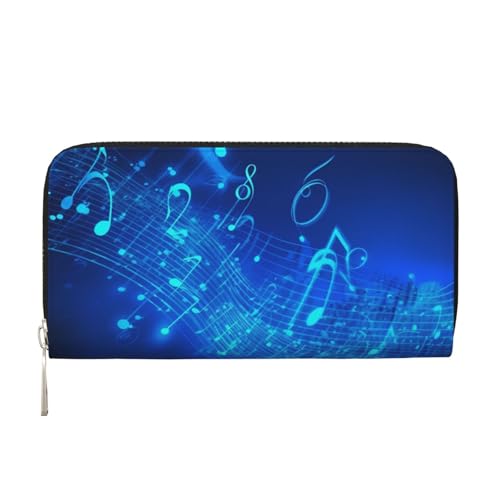 Blaue Geldbörse aus Leder mit Musiknoten für Damen und Mädchen, mit Reißverschluss, Kreditkartenhalter, lang, PU, Clutch, Geldbörse, wasserdicht, Reisehandtasche Blaue Geldbörse aus Leder mit Musiknoten für Damen und Mädchen, mit Reißverschluss, Kreditkartenhalter, lang, PU, Clutch, Geldbörse, wasserdicht, Reisehandtasche von KLLTYHMU