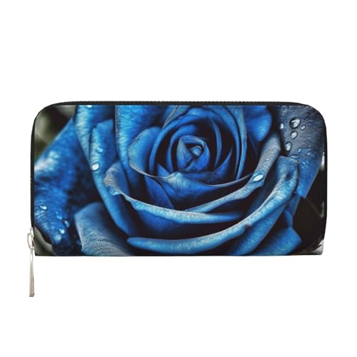 Blaue Rose Ledergeldbörse für Damen und Mädchen, mit Reißverschluss, Kreditkartenhalter, lang, PU, Clutch, Geldbörse, wasserdicht, Reisehandtasche Blaue Rose Ledergeldbörse für Damen und Mädchen, mit Reißverschluss, Kreditkartenhalter, lang, PU, Clutch, Geldbörse, wasserdicht, Reisehandtasche von KLLTYHMU