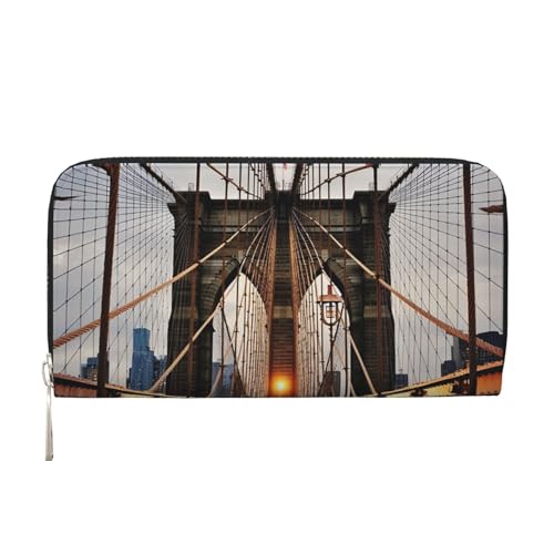 Brooklyn Bridge Ledergeldbörse für Damen und Mädchen, mit Reißverschluss, Kreditkartenhalter, lange PU-Geldbörse, Clutch, wasserdicht, Reisehandtasche Brooklyn Bridge Ledergeldbörse für Damen und Mädchen, mit Reißverschluss, Kreditkartenhalter, lange PU-Geldbörse, Clutch, wasserdicht, Reisehandtasche von KLLTYHMU