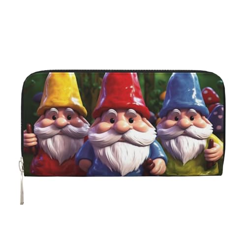 Bunte Zwergen-Ledergeldbörse für Damen und Mädchen, mit Reißverschluss, Kreditkartenhalter, lang, PU, Clutch, Geldbörse, wasserdicht, Reisehandtasche von KLLTYHMU