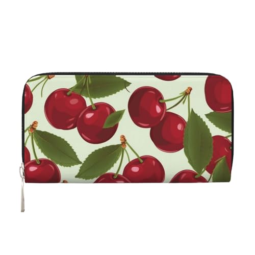 Cherry Fruit Leder Geldbörse für Damen und Mädchen, mit Reißverschluss, Kreditkartenhalter, lang, PU, Clutch, Geldbörse, wasserdicht, Reisehandtasche Cherry Fruit Leder Geldbörse für Damen und Mädchen, mit Reißverschluss, Kreditkartenhalter, lang, PU, Clutch, Geldbörse, wasserdicht, Reisehandtasche von KLLTYHMU