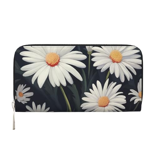 Daisy Ledergeldbörse für Damen und Mädchen, mit Reißverschluss, Kreditkartenhalter, lang, PU, Clutch, Geldbörse, wasserdicht, Reisehandtasche von KLLTYHMU