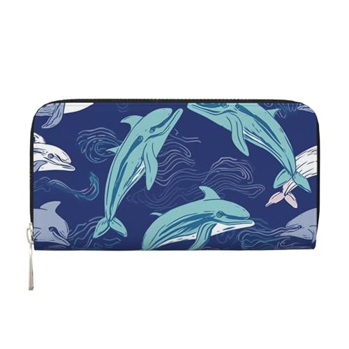 Delfin-Ledergeldbörse für Damen und Mädchen, mit Reißverschluss, Kreditkartenhalter, lang, PU, Clutch, Geldbörse, wasserdicht, Reisehandtasche Delfin-Ledergeldbörse für Damen und Mädchen, mit Reißverschluss, Kreditkartenhalter, lang, PU, Clutch, Geldbörse, wasserdicht, Reisehandtasche von KLLTYHMU