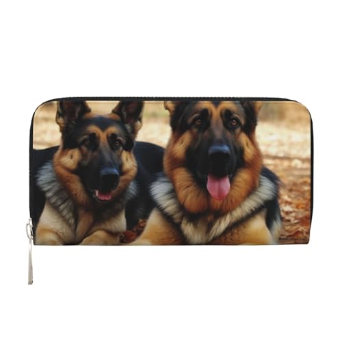Deutscher Schäferhund Ledergeldbörse für Damen und Mädchen, mit Reißverschluss, Kreditkartenhalter, lang, PU, Clutch, Geldbörse, wasserdicht, Reisehandtasche von KLLTYHMU