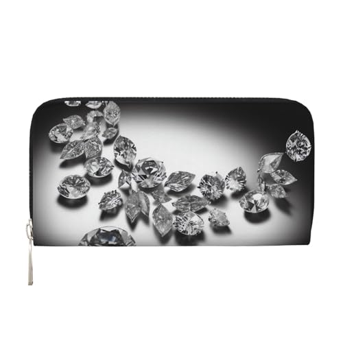 Diamond Jewelry Jewels Luxus-Ledergeldbörse für Damen und Mädchen, mit Reißverschluss, Kreditkartenhalter, lange PU-Geldbörse, Clutch, wasserdicht, Reisehandtasche von KLLTYHMU