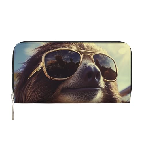Faultier mit Sonnenbrille, Ledergeldbörse für Damen und Mädchen, mit Reißverschluss, Kreditkartenhalter, lang, PU, Clutch, Geldbörse, wasserdicht, Reisehandtasche Faultier mit Sonnenbrille, Ledergeldbörse für Damen und Mädchen, mit Reißverschluss, Kreditkartenhalter, lang, PU, Clutch, Geldbörse, wasserdicht, Reisehandtasche von KLLTYHMU