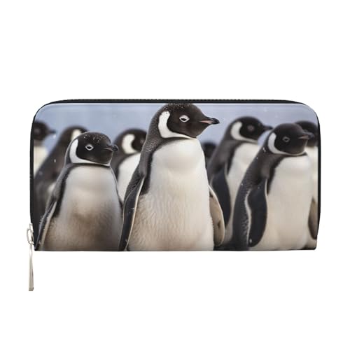 Geldbörse aus Leder für Damen und Mädchen, Motiv: junge Pinguine mit Schnee, Kreditkartenhalter, lange PU-Geldbörse, Clutch, wasserdicht, Reisehandtasche Geldbörse aus Leder für Damen und Mädchen, Motiv: junge Pinguine mit Schnee, Kreditkartenhalter, lange PU-Geldbörse, Clutch, wasserdicht, Reisehandtasche von KLLTYHMU