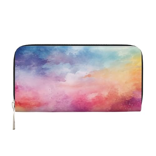 Geldbörse aus Leder mit Aquarell-Hintergrund, für Damen und Mädchen, mit Reißverschluss, lange PU-Geldbörse, Clutch, wasserdicht, Reisehandtasche Geldbörse aus Leder mit Aquarell-Hintergrund, für Damen und Mädchen, mit Reißverschluss, lange PU-Geldbörse, Clutch, wasserdicht, Reisehandtasche von KLLTYHMU