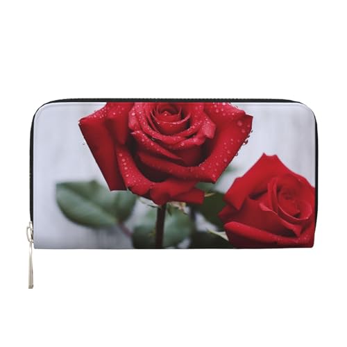 Geldbörse aus Leder mit Rosenblüten für Damen und Mädchen, mit Reißverschluss, lange PU-Geldbörse, Clutch, wasserdicht, Reisehandtasche Geldbörse aus Leder mit Rosenblüten für Damen und Mädchen, mit Reißverschluss, lange PU-Geldbörse, Clutch, wasserdicht, Reisehandtasche von KLLTYHMU