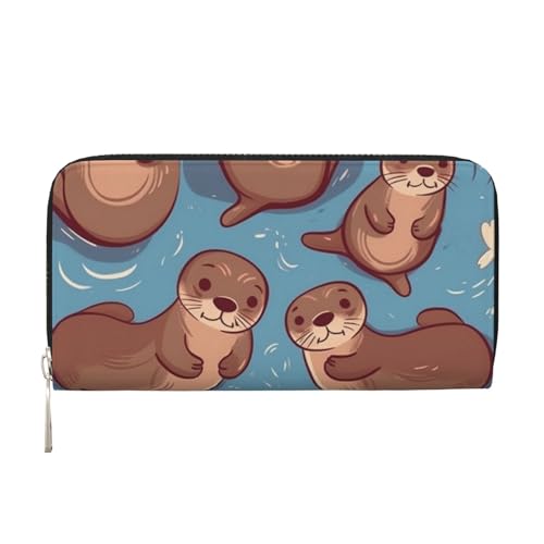 Geldbörse aus Leder mit süßem braunem Ottermotiv, für Damen und Mädchen, mit Reißverschluss, Kreditkartenhalter, lange PU-Geldbörse, Clutch, wasserdicht, Reisehandtasche Geldbörse aus Leder mit süßem braunem Ottermotiv, für Damen und Mädchen, mit Reißverschluss, Kreditkartenhalter, lange PU-Geldbörse, Clutch, wasserdicht, Reisehandtasche von KLLTYHMU