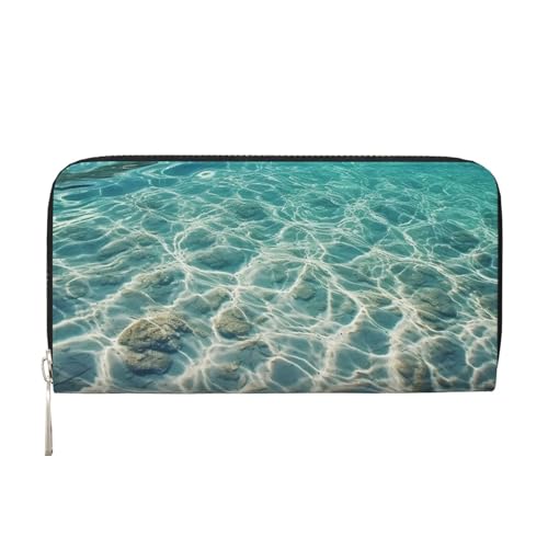 Geldbörse aus klarem Meerwasser-Leder für Damen und Mädchen, mit Reißverschluss, Kreditkartenhalter, lang, PU, Clutch, Geldbörse, wasserdicht, Reisehandtasche Geldbörse aus klarem Meerwasser-Leder für Damen und Mädchen, mit Reißverschluss, Kreditkartenhalter, lang, PU, Clutch, Geldbörse, wasserdicht, Reisehandtasche von KLLTYHMU