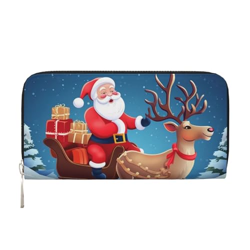 Geldbörse mit Weihnachtsmann-Hirsch-Motiv, Leder, mit Reißverschluss, Kreditkartenhalter, lang, PU, Clutch, wasserdicht, Reisehandtasche Geldbörse mit Weihnachtsmann-Hirsch-Motiv, Leder, mit Reißverschluss, Kreditkartenhalter, lang, PU, Clutch, wasserdicht, Reisehandtasche von KLLTYHMU