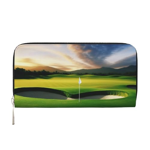 Golfplatz-Ledergeldbörse für Damen und Mädchen, mit Reißverschluss, Kreditkartenhalter, lang, PU, Clutch, Geldbörse, wasserdicht, Reisehandtasche von KLLTYHMU