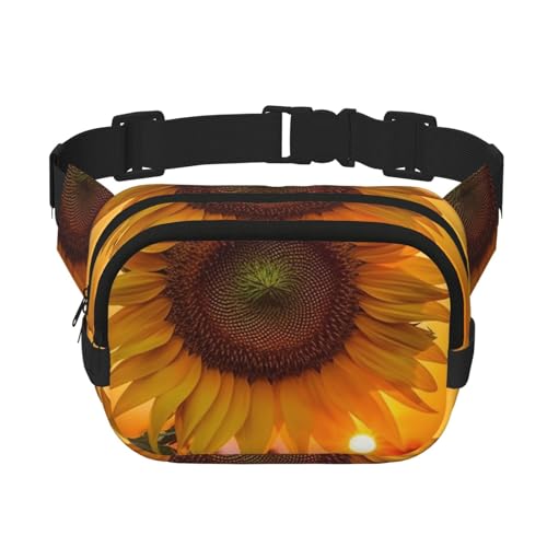 Gürteltasche für Damen und Herren, kleine modische Umhängetasche, leicht, Sonnenblume mit Sonnenuntergang, Bauchtasche für Laufen, Workout, Wandern, Reisen Gürteltasche für Damen und Herren, kleine modische Umhängetasche, leicht, Sonnenblume mit Sonnenuntergang, Bauchtasche für Laufen, Workout, Wandern, Reisen von KLLTYHMU