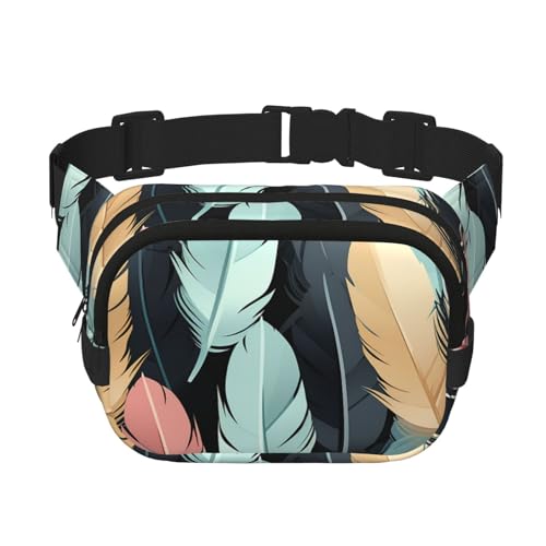 Gürteltasche für Damen und Herren, kleine modische Umhängetasche, leicht, mit Federn, für Laufen, Workout, Wandern, Reisen Gürteltasche für Damen und Herren, kleine modische Umhängetasche, leicht, mit Federn, für Laufen, Workout, Wandern, Reisen von KLLTYHMU
