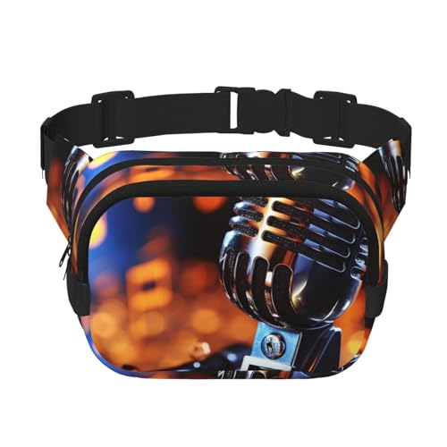 Gürteltasche für Damen und Herren, kleine modische Umhängetasche, leicht, mit Mikrofon, mit Musiknoten, Bauchtasche für Laufen, Workout, Wandern, Reisen Gürteltasche für Damen und Herren, kleine modische Umhängetasche, leicht, mit Mikrofon, mit Musiknoten, Bauchtasche für Laufen, Workout, Wandern, Reisen von KLLTYHMU