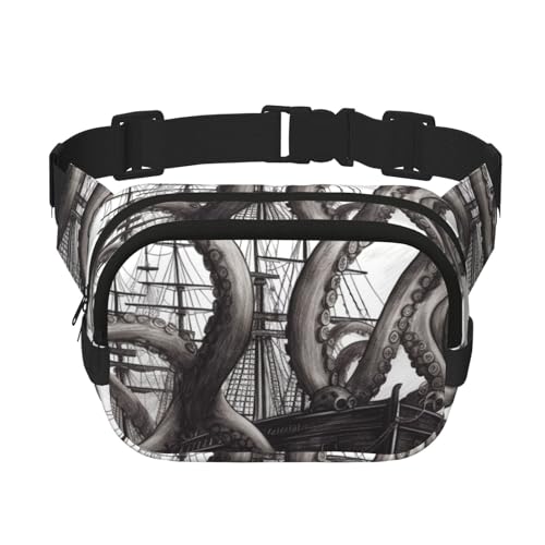 Gürteltasche für Damen und Herren, kleine modische Umhängetasche, leicht, mit Octopus und Schiff, Bauchtasche für Laufen, Workout, Wandern, Reisen Gürteltasche für Damen und Herren, kleine modische Umhängetasche, leicht, mit Octopus und Schiff, Bauchtasche für Laufen, Workout, Wandern, Reisen von KLLTYHMU